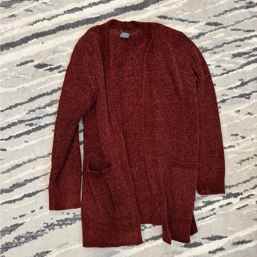 Red velvety cardigan